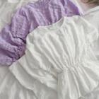 Short-sleeve Ruffle Trim Pleated Dress