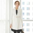 Collarless A-line Coat With Belt