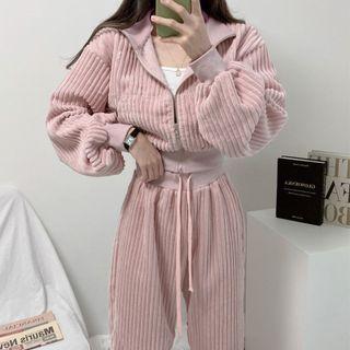 Set: Ribbed Zip Jacket + Sweatpants