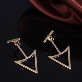 Triangle Alloy Dangle Earring B0259 - 1 Pair - Gold - One Size