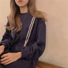 Set: Long-sleeve Loose-fit Dress + Shawl - 2 Colors