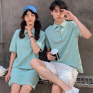 Couple Matching Collared Short-sleeve T-shirt / T-shirt Dress / Shorts