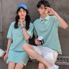 Couple Matching Collared Short-sleeve T-shirt / T-shirt Dress / Shorts