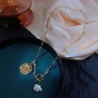 Coin Faux Pearl Necklace Gold Chain Faux Pearl Necklace - One Size