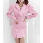 Asymmetric-lapel Tweed Coatdress