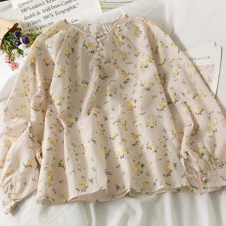 Loose-fit Printed Blouse Almond - One Size