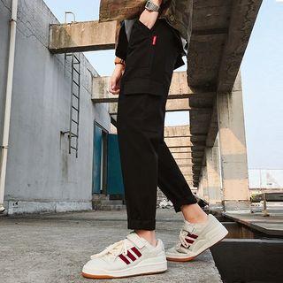 Plain Cropped Pants Black - L