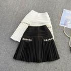 Rhinestone Pleated Mini Skirt
