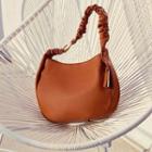 Ruched Faux Leather Hobo Bag