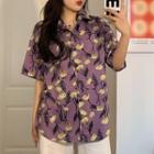 Short-sleeve Floral Print Loose-fit Hawaiian Shirt
