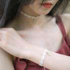Lace Triangle Pendant Necklace / Choker + Bracelet / Grab Rope