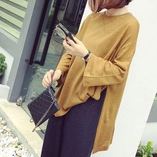 Long-sleeve Split Side T-shirt
