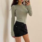 Plain Slim-fit Sheer T-shirt