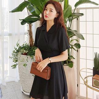 Notched-lapel Mini Flare Dress