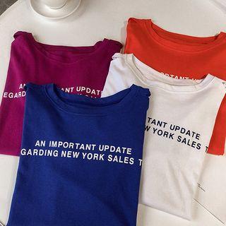 Short-sleeve Cold Shoulder Letter T-shirt