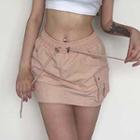 Drawstring-waist Mini Pencil Skirt