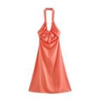 Halter Drawstring Mini A-line Dress