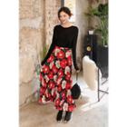 Flower Print Maxi Accordion-pleat Skirt