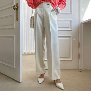 Tab-waist Straight-leg Pants