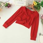 Ruched Long-sleeve Cropped T-shirt