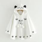 Cat Embroidered Hooded Cape
