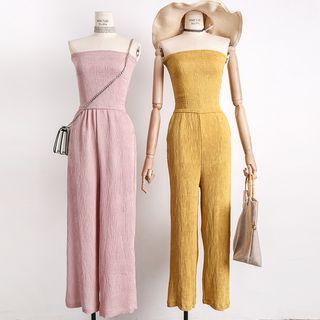 Off-shoulder Wide-leg Jumper Pants