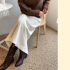 A-line Maxi Corduroy Skirt Cream - One Size