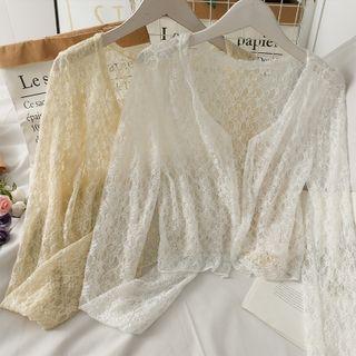 Open-front Sheer Lace Top