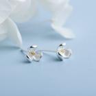925 Sterling Silver Flower Earring 1 Pair - White & Silver - One Size