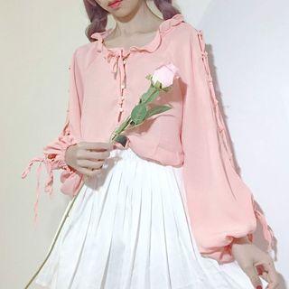 Loose-fit Puff-sleeve Chiffon Blouse