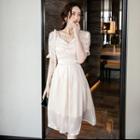 Puff Sleeve Square Neck Cocktail Dress