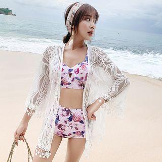 Flower Print Bikini / Lace Cover-up