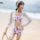 Flower Print Bikini / Lace Cover-up