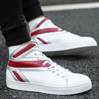 Contrast Trim High Top Lace Up Sneakers