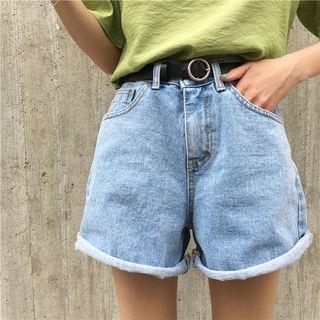 Roll Up High-waist Denim Shorts