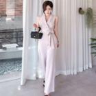 Sleeveless V-neck Straight-fit Jumpsuit