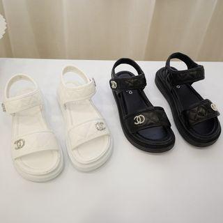 Rhinestone Lettering Quilted Sandals