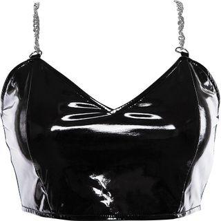 Chain Strap Faux Leather Camisole Top