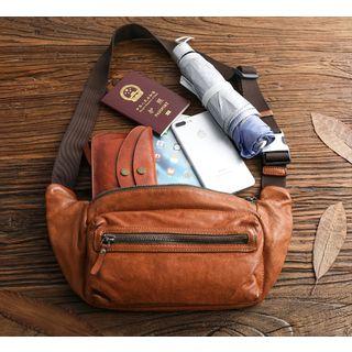 Genuine Leather Sling Bag Brown - One Size