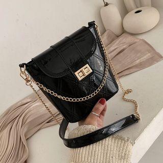 Patent Quilted Twist Lock Bucket Bag