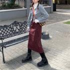 Mock-neck Long-sleeve Top / Strappy Midi Dress / Light Jacket