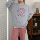 Floral Embroidered Pullover / Wide-leg Pants