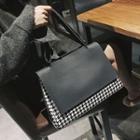 Faux-leather Houndstooth Shoulder Bag