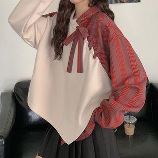 Plaid-panel Sweatshirt As Shown In Figure - One Size