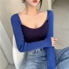 Two-tone Sweater Blue & Dark Blue - One Size