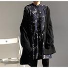 Long Sleeve Floral Print Tie-waist Sheath Dress