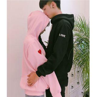 Couple Embroidered Hooded Pullover