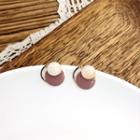 925 Sterling Silver Button Stud Earring Al2858 - Off-white & Pink - One Size