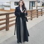 Double Breasted Stitched Trim Trench Coat