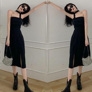 Halter Neck Midi A-line Dress